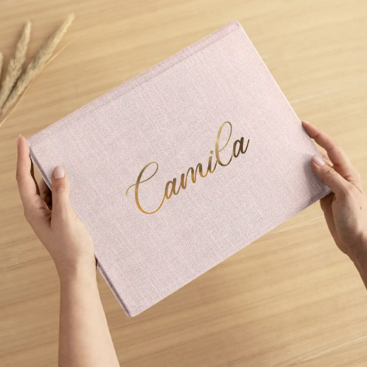 Picture of Linen Baby Keepsake Box, Magnet Closure, Design B249