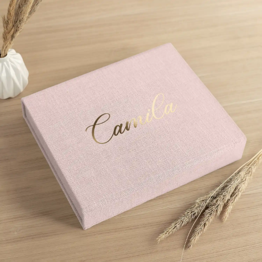 Picture of Linen Baby Keepsake Box, Magnet Closure, Design B249