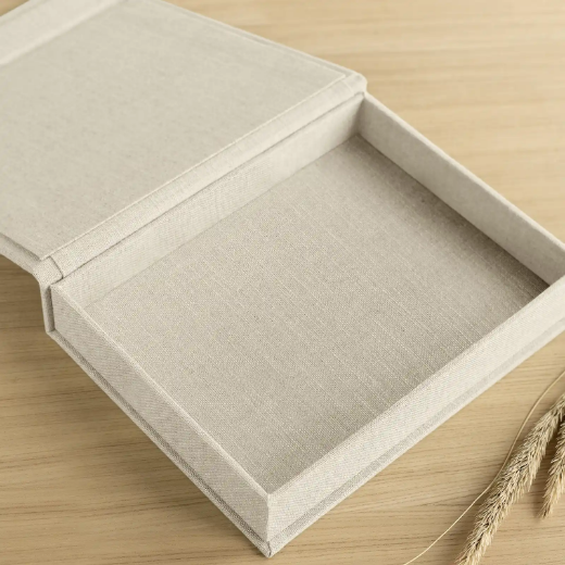 Picture of Linen Baby Keepsake Box, Photo Window, Magnet Closure