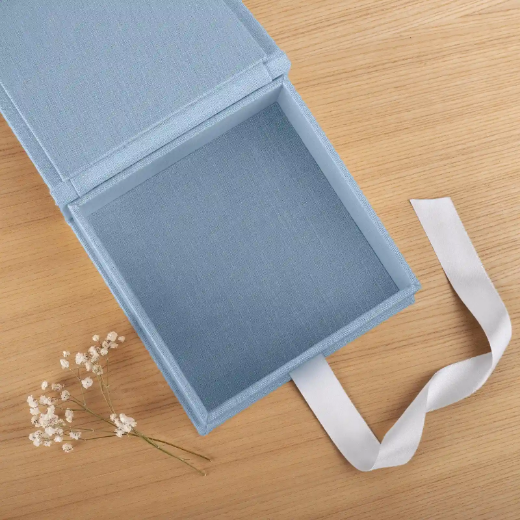 Picture of Linen Baby Keepsake Box with Ribbon Closure