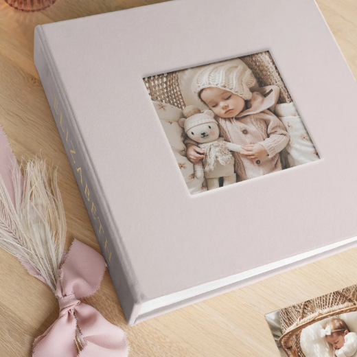 Picture of Velvet Baby Slip In Photo Album for 8x10 Photos, Photo Window
