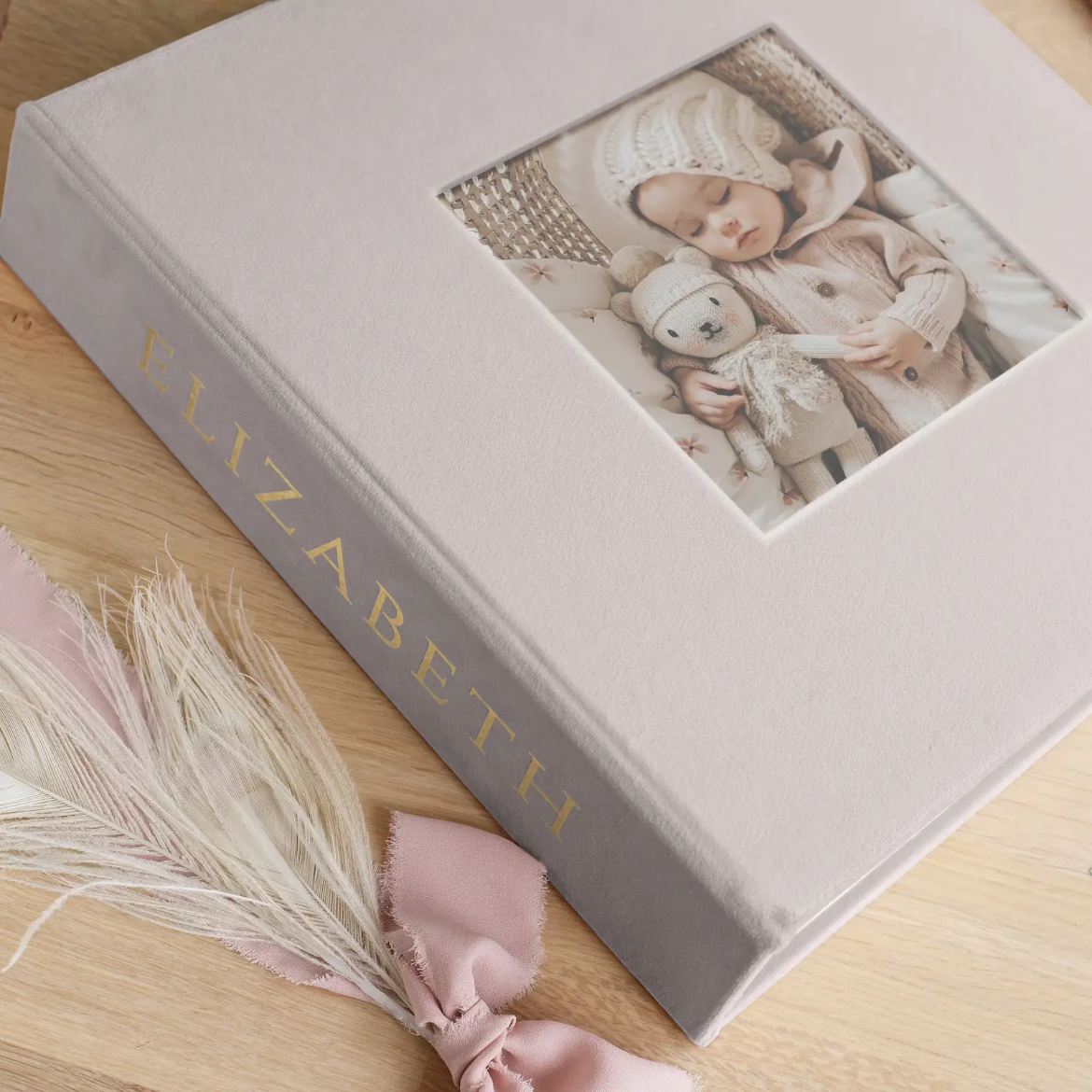 Picture of Velvet Baby Slip In Photo Album for 8x10 Photos, Photo Window