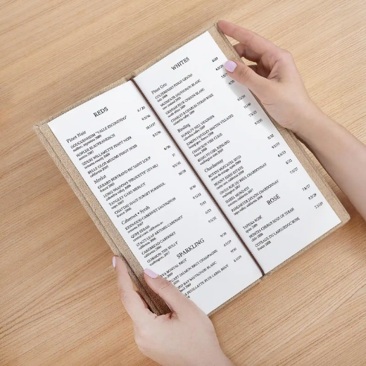 Picture of Linen Wine Menu Book
